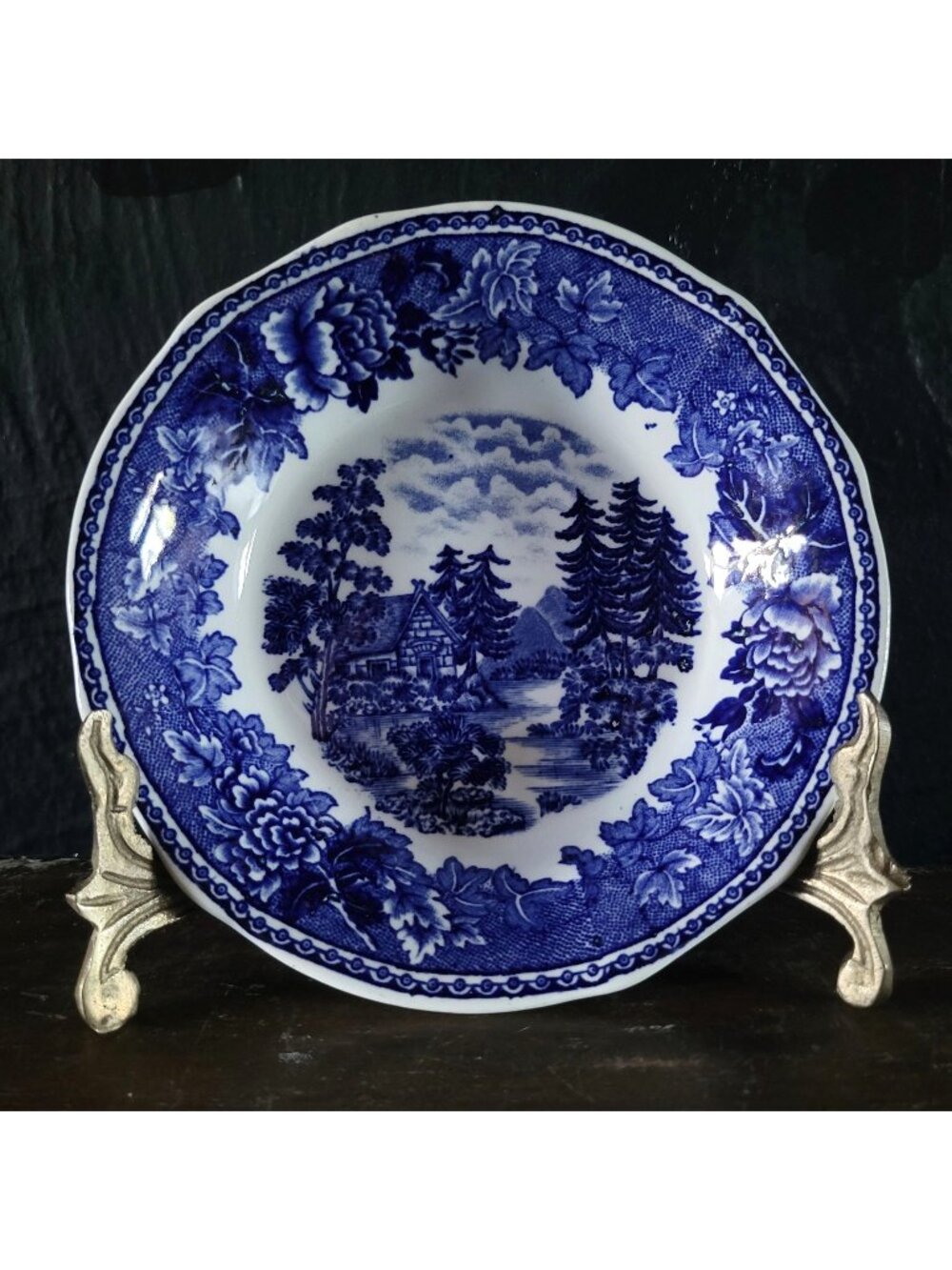Vintage Landscape Blue By Arabia Of Finland Fruit Dessert Sauce Berry Bowl